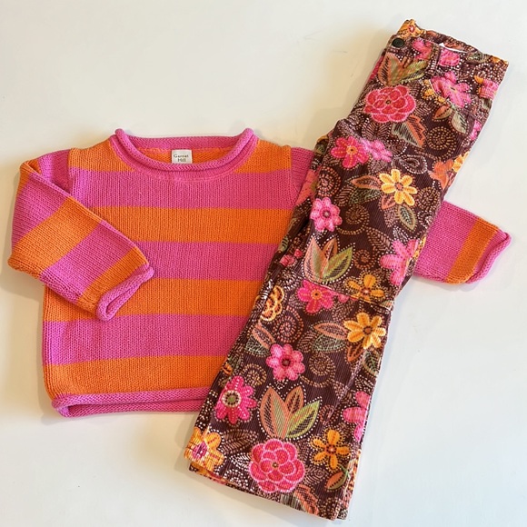 Garnet Hill - girls set, size 4/medium, pink and orange - Picture 2 of 9